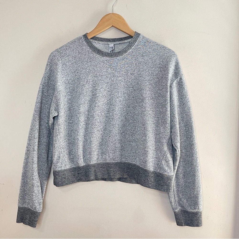 Z BY ZELLA Gray Marbled French Terry Cropped Crewneck Pullover,‎ Small